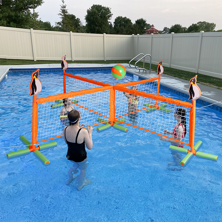 Water Volleyball Game for Kids and Families - Four Net Volleyball Game - Quick to assemble and portable - Water Volleyball   Ring Throw - Water Toy for All Ages, Water Toy Set (4 People)