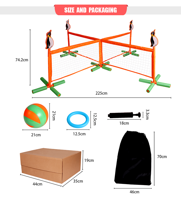 Water Volleyball Game for Kids and Families - Four Net Volleyball Game - Quick to assemble and portable - Water Volleyball   Ring Throw - Water Toy for All Ages, Water Toy Set (4 People)
