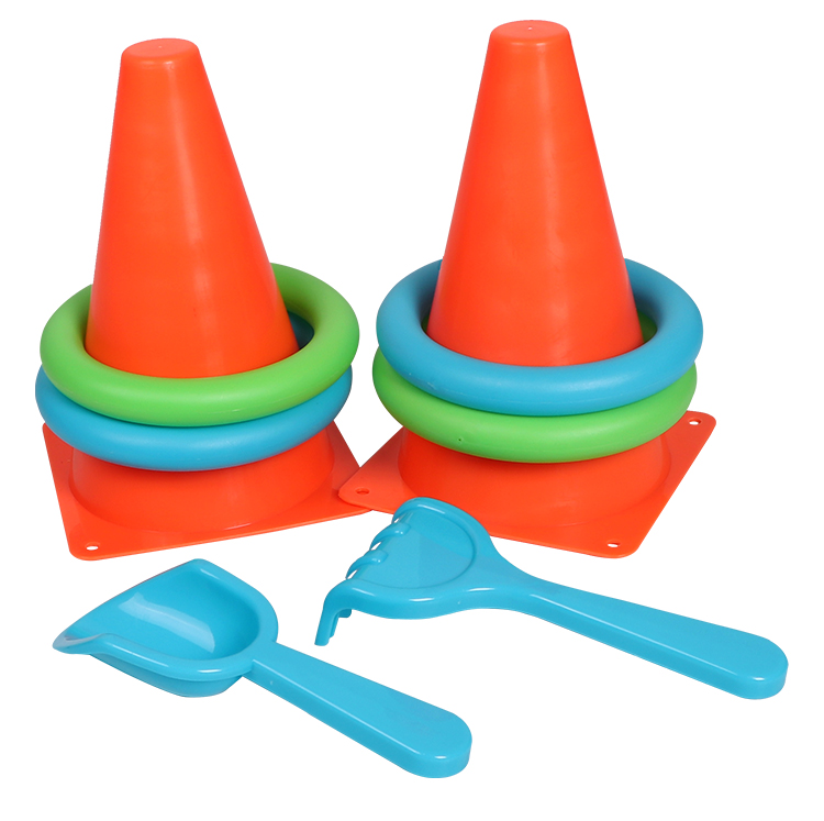 Beach toys, cone buckets, ring throwing children's toys