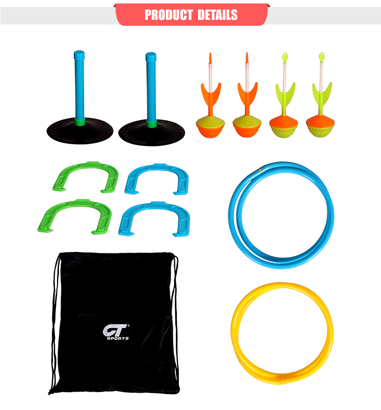 Outdoor Indoor Plastic Horseshoes and Darts Combo Set Lawn Games and Outdoor Games for Kids (Two Fun)