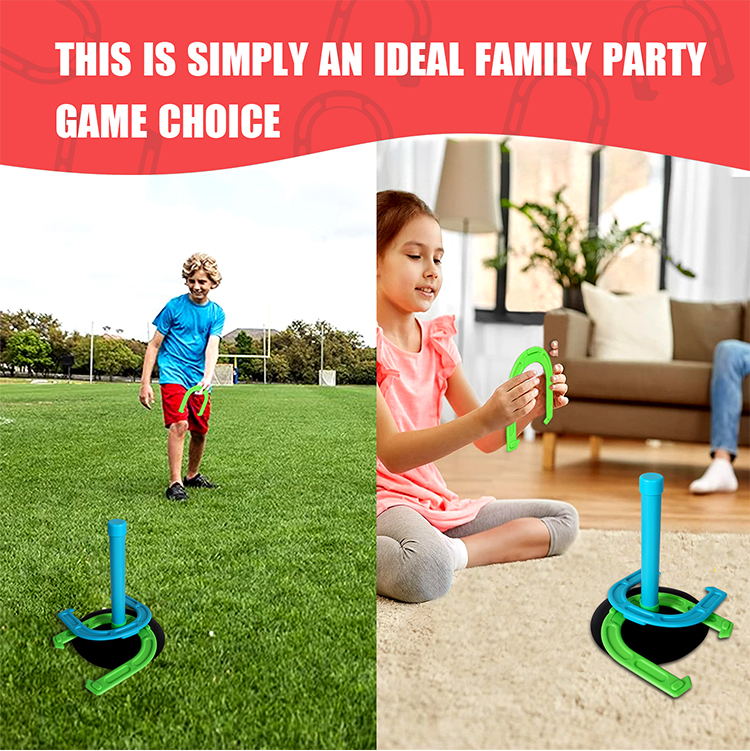 Outdoor Indoor Plastic Horseshoes and Darts Combo Set Lawn Games and Outdoor Games for Kids (Two Fun)