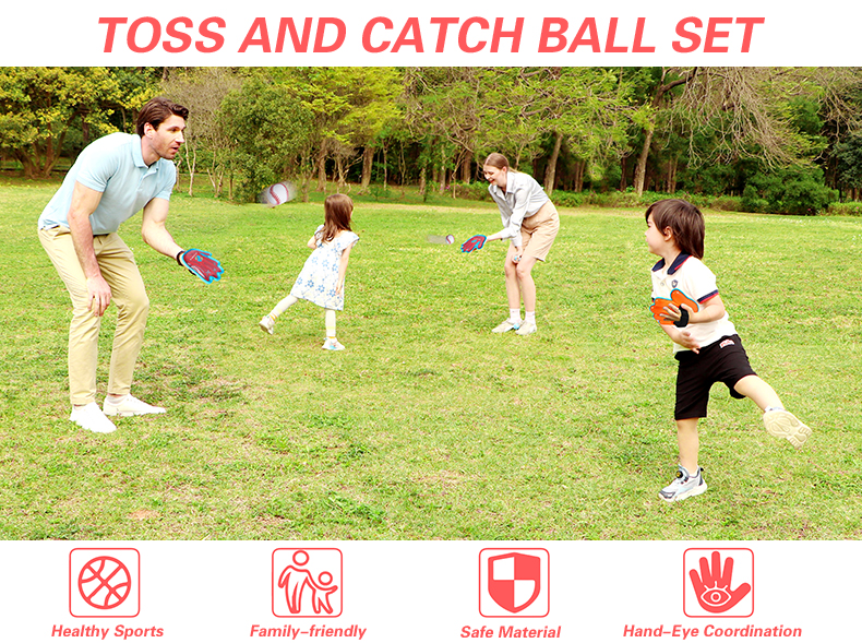 Toss and catch game, outdoor grass pool toys, 2 palm claps, 2 sticky balls