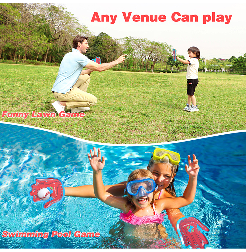 Toss and catch game, outdoor grass pool toys, 2 palm claps, 2 sticky balls