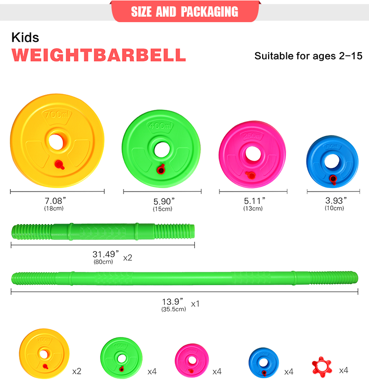 Children's barbells, adjustable barbell toys filled with sand or water