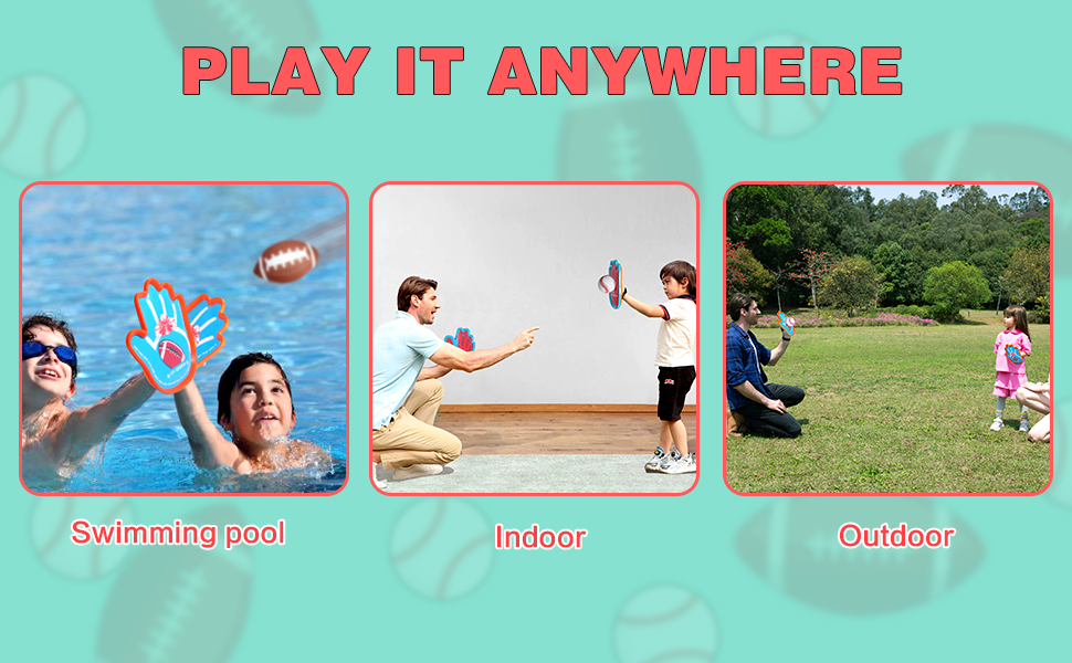 Toss and catch game with sticky ball palm, toss and catch sports game with 4 balls and racket.