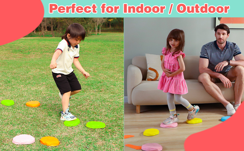 Kids Outdoor Indoor Activities 2 Counter Foot Mats and 5 Balance Step Stones