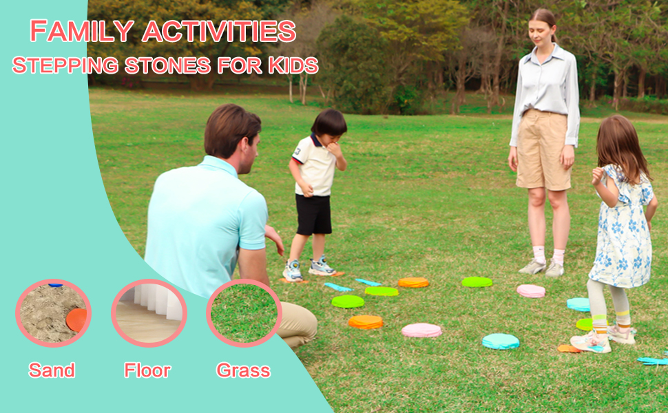 Kids Outdoor Indoor Activities 2 Counter Foot Mats and 5 Balance Step Stones