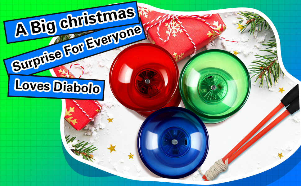 Chinese Diabolo Set Triple Bearings LED Diabolo Yoyo Toy with 3 Pairs Diabolo Sticks 3 Mesh Drawstring Bags and 3 Strings Light Up Diabolo for Kids Beginners