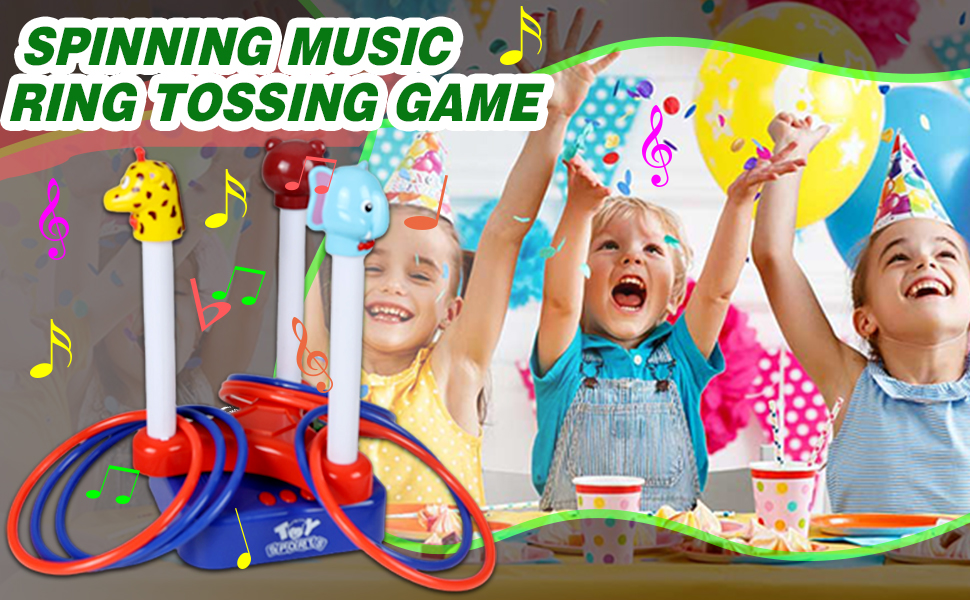 SPINNING MUSIC RING TOSSING GAME