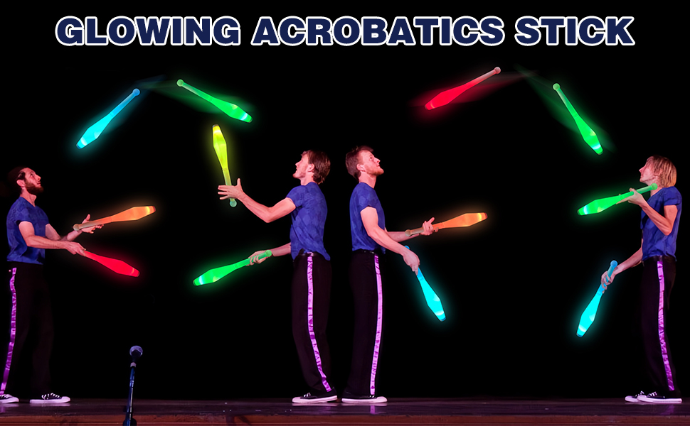 LED Juggling Sticks for Kids - Glow in the Dark Great for Developing Skills and Coordination Fun Gift for Birthdays and Holidays