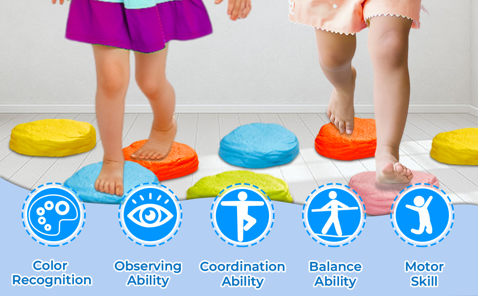 Soft non-slip balancing stepping stones - develop children's balance and coordination and improve motor skills - stepping stones for children, suitable for indoor and outdoor use