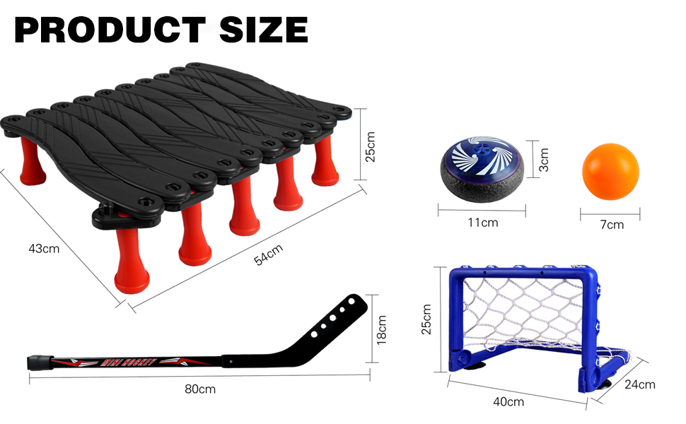 Hockey Training Set - 7 Sticks, 8 Suction Cup Holders, Modular Sticks, Floating Hockey Puck and Ball, Enhances Ball Control, Coordination and Reaction Time - Adjustable Handle Trainer for Multi-Purpose Drills