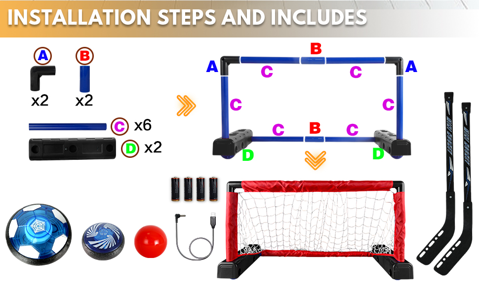 3 in 1 mobile goal, hockey, cultivate interest, young training sports, indoor, air powered ball, football