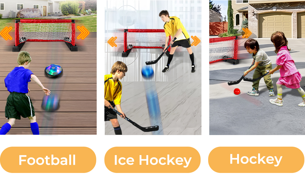 3 in 1 mobile goal, hockey, cultivate interest, young training sports, indoor, air powered ball, football