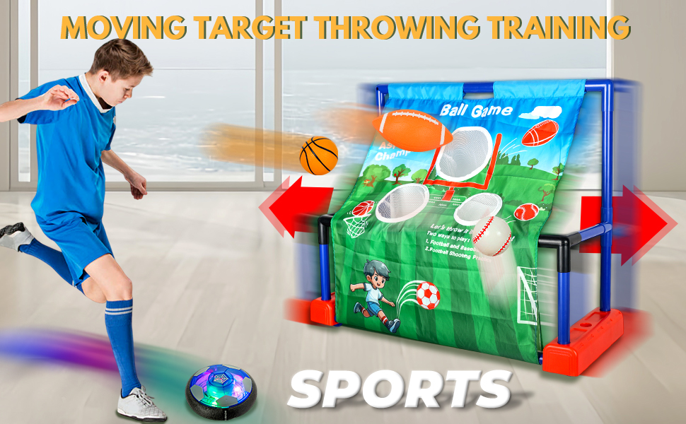 2 in 1 mobile goal, football, baseball, basketball, cultivate interest, youth training sports, indoor, air powered ball,