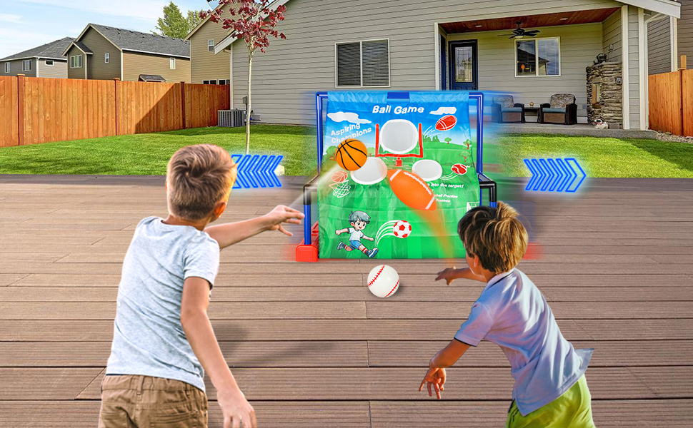 2 in 1 mobile goal, football, baseball, basketball, cultivate interest, youth training sports, indoor, air powered ball,