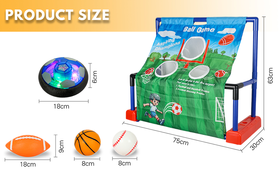 2 in 1 mobile goal, football, baseball, basketball, cultivate interest, youth training sports, indoor, air powered ball,