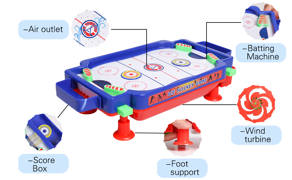 Mini Air Hockey Game Table - Kids/Adults - Tabletop Hockey Game for the Floor, Tabletop or Dorm Room