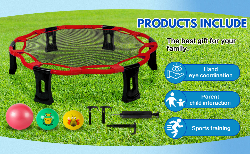 Spikeball Sports and Outdoor Family Games - Includes 3 Balls for Lawn Games