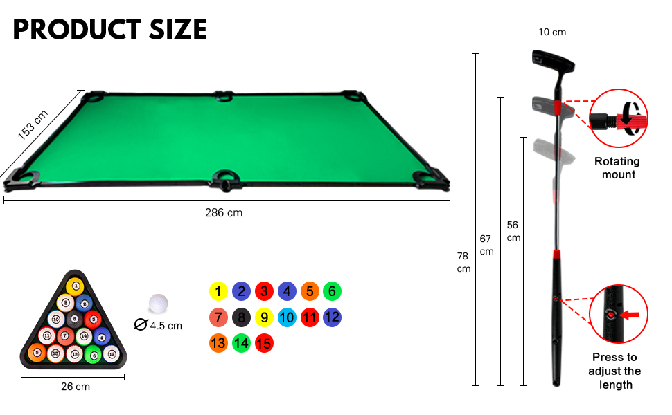 Golf and pool table combination floor game for kids and adults indoors