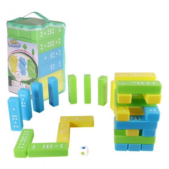 Tumbling Tower Stacking Toy and Dominoes Tabletop Game (Set of 30)