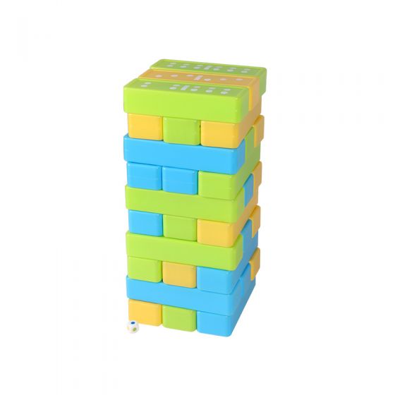 Tumbling Tower Stacking Toy and Dominoes Tabletop Game (Set of 30)