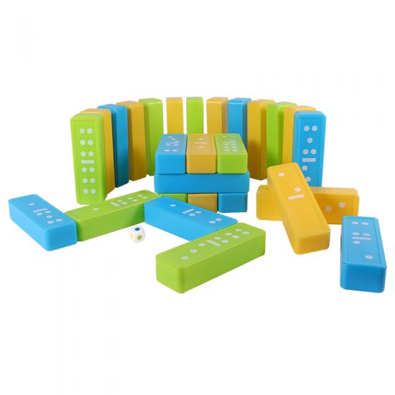 Tumbling Tower Stacking Toy and Dominoes Tabletop Game (Set of 30)