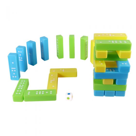 Tumbling Tower Stacking Toy and Dominoes Tabletop Game (Set of 30)