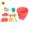 Kids beach toy set with rake and shovel and mesh bag soft plastic