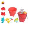 Kids beach toy set with rake and shovel and mesh bag soft plastic