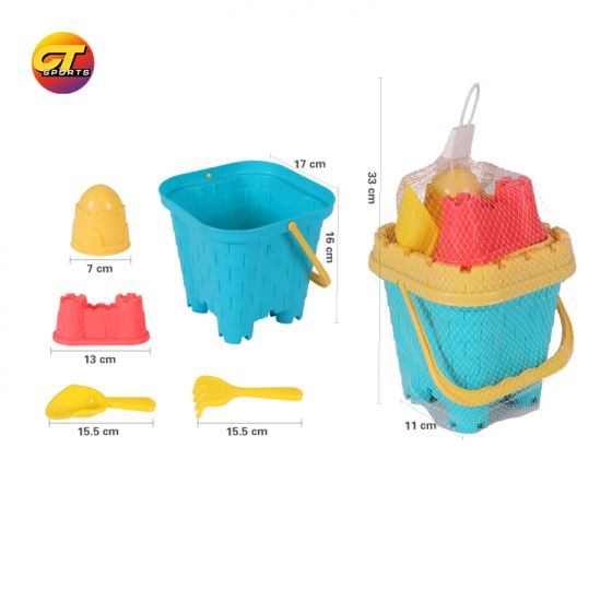 6 Piece Beach Sand Toy Set Castle Bucket Shovel Kit Multicolor Toddler