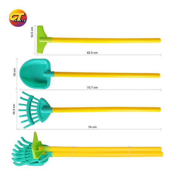 Kids Large Beach Shovel Rake, Kids Sandbox, Long Handle, 3-Pack