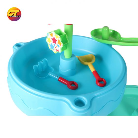 Children's beach table set, including basin, sand table, track, ball, etc.