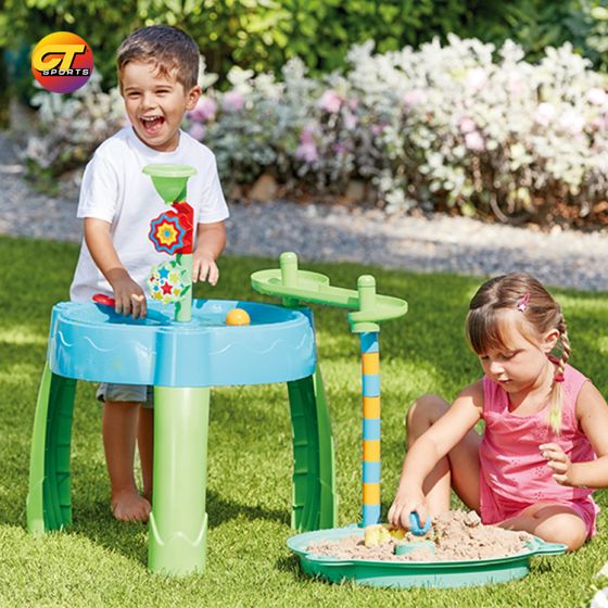 Children's beach table set, including basin, sand table, track, ball, etc.