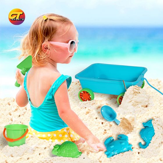 Children's beach toy set with car, letter mold, animal mold