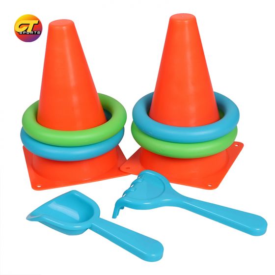 Beach toys, cone buckets, ring throwing children's toys