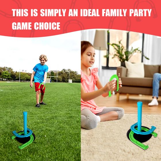 Children's outdoor and indoor horseshoes and darts toy set