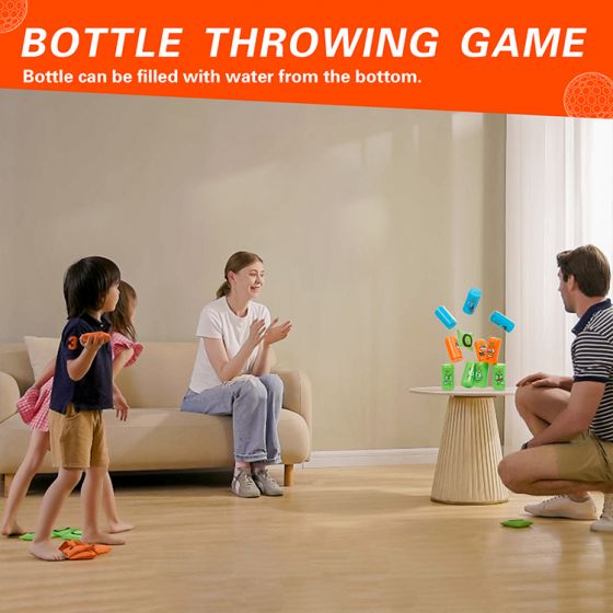 Bean Bag Bottle Throwing Game + Tic-Tac-Toe Throwing Game Set