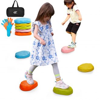 Kids Outdoor Indoor Activities 2 Counter Foot Mats and 5 Balance Step Stones