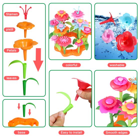 Toddler Toys DIY Flower Stacking Toys, Garden Building Toys