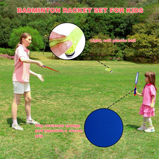 Children's badminton rackets, outdoor sports, 3 balls and a pair of rackets