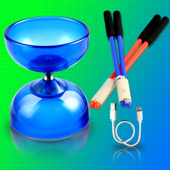 Chinese Diabolo Set Triple Bearings LED Diabolo Yoyo Toy with 2 Pairs Diabolo Sticks 2ropes and 1Light Up Diabolo for Kids Beginners