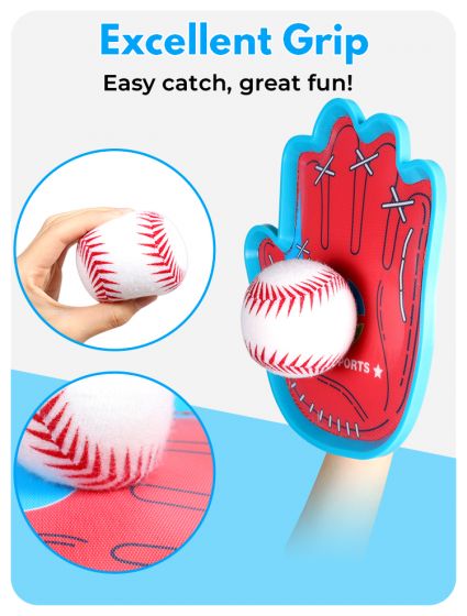 Sticky ball toss and catch game with 4 ball toss and catch sports game.