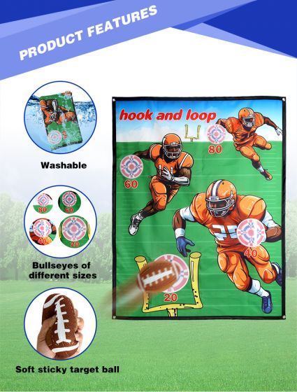 2-in-1Football Toss Target Game with 4 Sticky Target Soccer Balls - Indoor Outdoor Backyard Boys Girls, Wristband