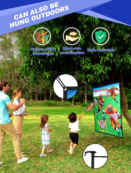 2-in-1Football Toss Target Game with 4 Sticky Target Soccer Balls - Indoor Outdoor Backyard Boys Girls, Wristband