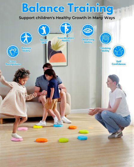 Soft non-slip balancing stepping stones - develop children's balance and coordination and improve motor skills - stepping stones for children, suitable for indoor and outdoor use