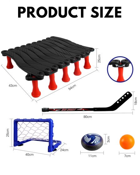 Hockey Training Set - 7 Sticks, 8 Suction Cup Holders, Modular Sticks, Floating Hockey Puck and Ball, Enhances Ball Control, Coordination and Reaction Time - Adjustable Handle Trainer for Multi-Purpose Drills