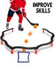 Hockey Training Set - 7 Sticks, 8 Suction Cup Holders, Modular Sticks, Floating Hockey Puck and Ball, Enhances Ball Control, Coordination and Reaction Time - Adjustable Handle Trainer for Multi-Purpose Drills