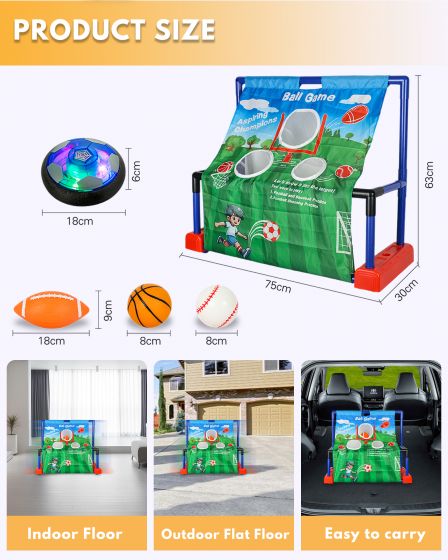 2 in 1 mobile goal, football, baseball, basketball, cultivate interest, youth training sports, indoor, air powered ball,