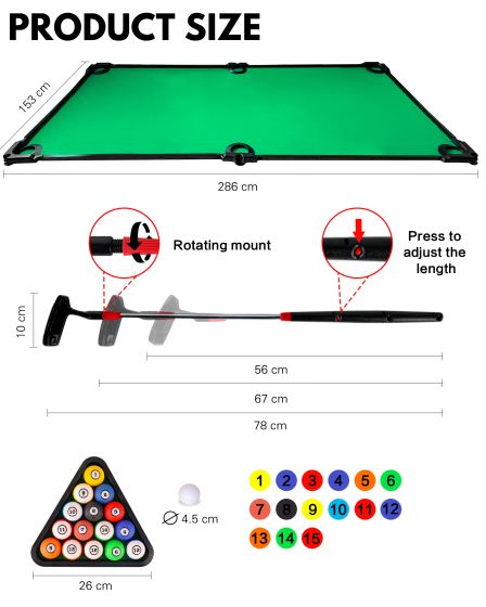 Golf and pool table combination floor game for kids and adults indoors